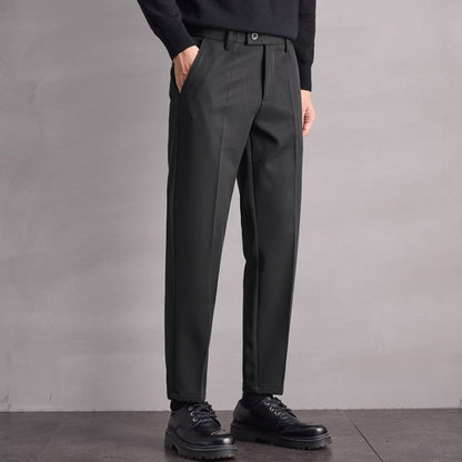 Pantaloni Uomo Dritti Vita Media con Cerniera e Microelasticità – Stile Versatile