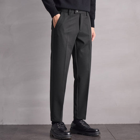 Pantaloni Uomo Dritti Vita Media con Cerniera e Microelasticità – Stile Versatile