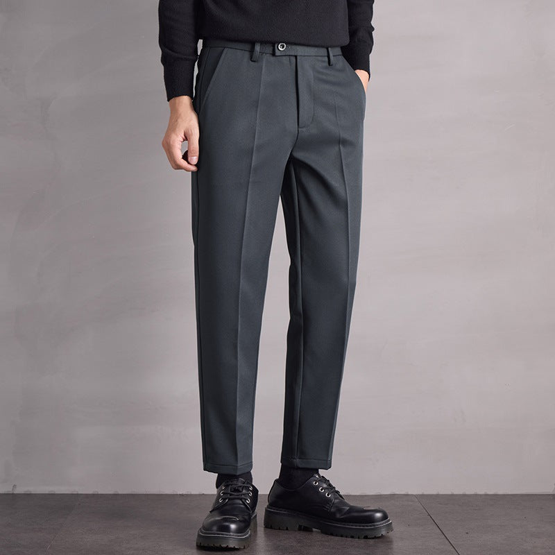 Pantaloni Uomo Dritti Vita Media con Cerniera e Microelasticità – Stile Versatile