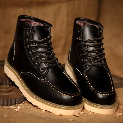 Botas Martin altas vintage para hombre, con forro de piel y diseño retro
