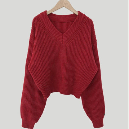 Damepullover med let patch og lange ærmer