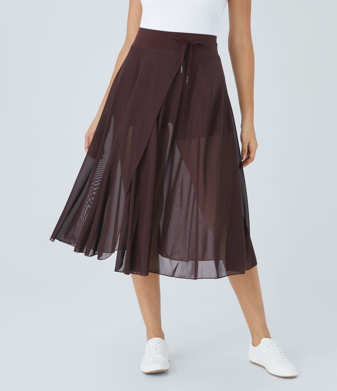 Gonna Midi Donna 2-in-1 con Tasca Laterale Nascosta e Vita Elasticizzata