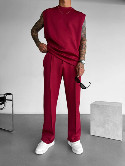 Men's Lounge Set with Sleeveless Top and Tailored Pants