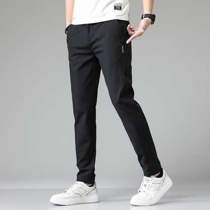 Pantaloni Uomo Affusolati con Vita Elasticizzata e Finitura Antipiega