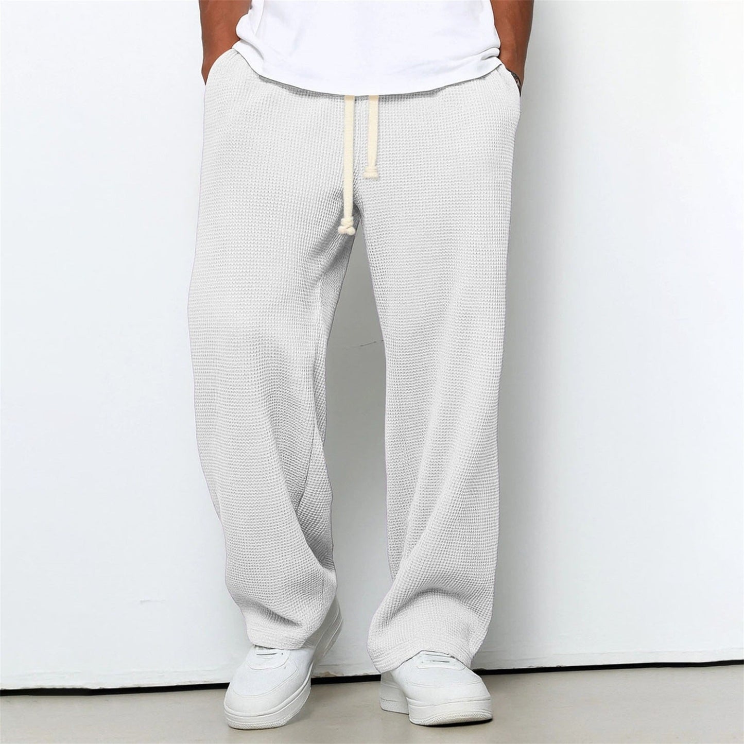 Men's Athleisure Straight-Leg Honeycomb Knit Pants – Comfortable Fit