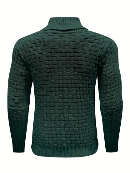 Maglione Uomo in Maglia Waffle con Collo a Sciarpa