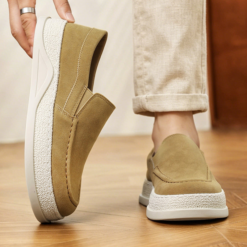 Zapatillas de hombre sin cordones con aspecto de cuero de microfibra – diseño retro