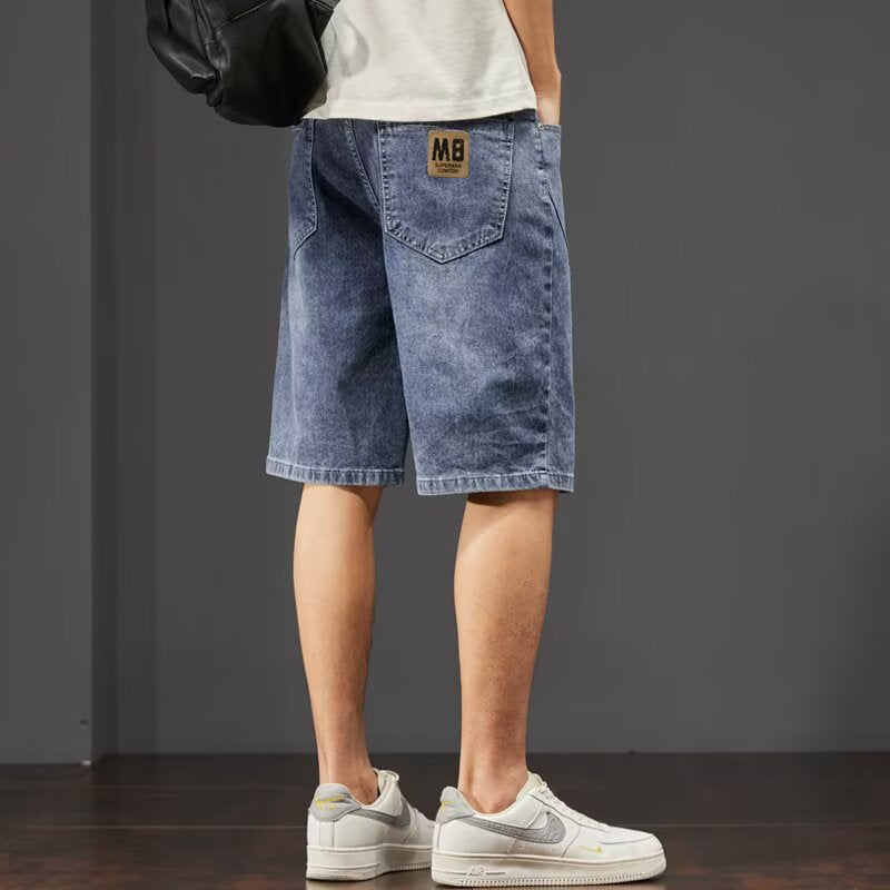 Herre denim shorts til sommer med lige ben – behagelig pasform