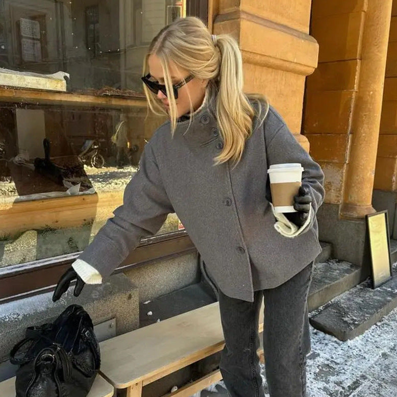 Women's Long-Sleeved Solid-Color Winter Coat