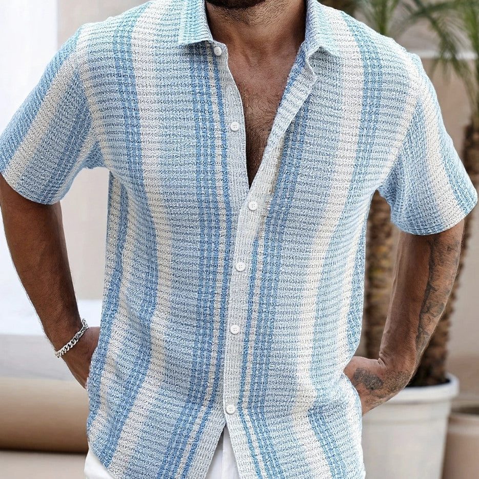 Camicia Estiva Uomo Slim Fit con Stampa Floreale 3D e Maniche Corte – Stile Casual da Spiaggia