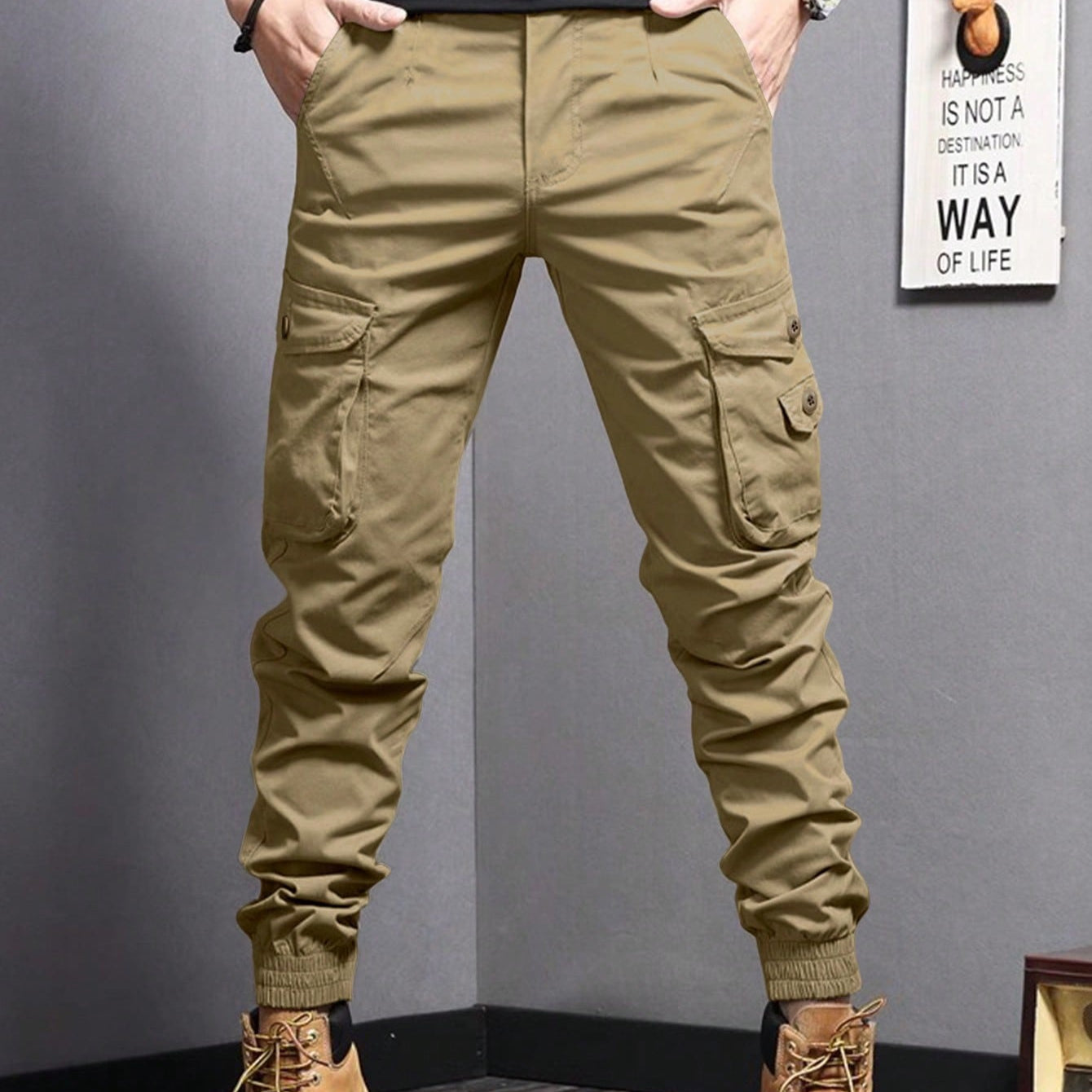 Pantaloni Uomo da Lavoro con Coulisse e Multi-Tasche – Gamba Dritta