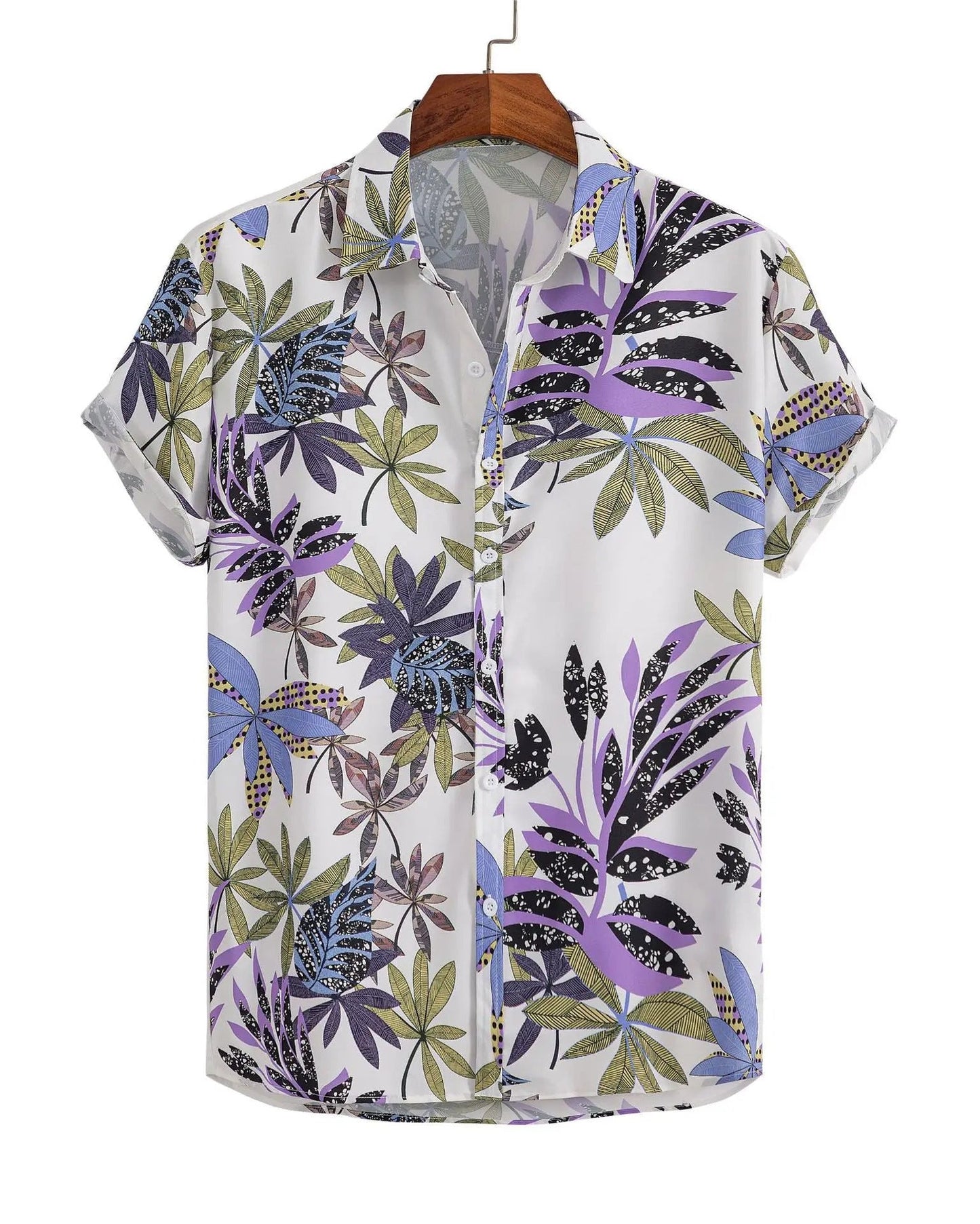 Camicia Uomo a Maniche Corte con Stampa Floreale e Bottoni – Leggera e Comoda