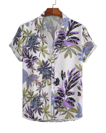 Camicia Uomo a Maniche Corte con Stampa Floreale e Bottoni – Leggera e Comoda