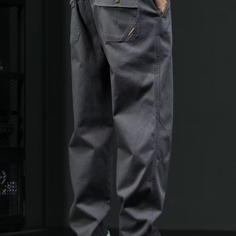 Pantaloni Uomo Stile Retrò a Gamba Dritta e Vita Media – Tinta Unita