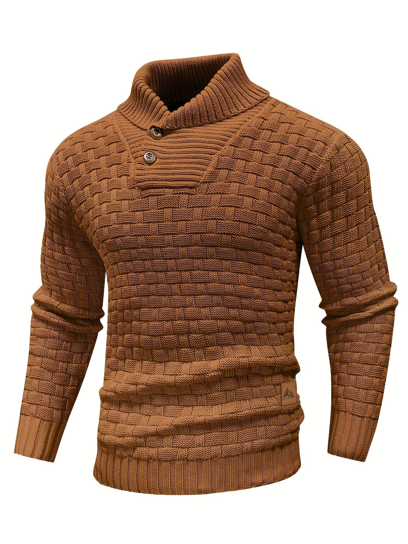 Maglione Uomo in Maglia Waffle con Collo a Sciarpa