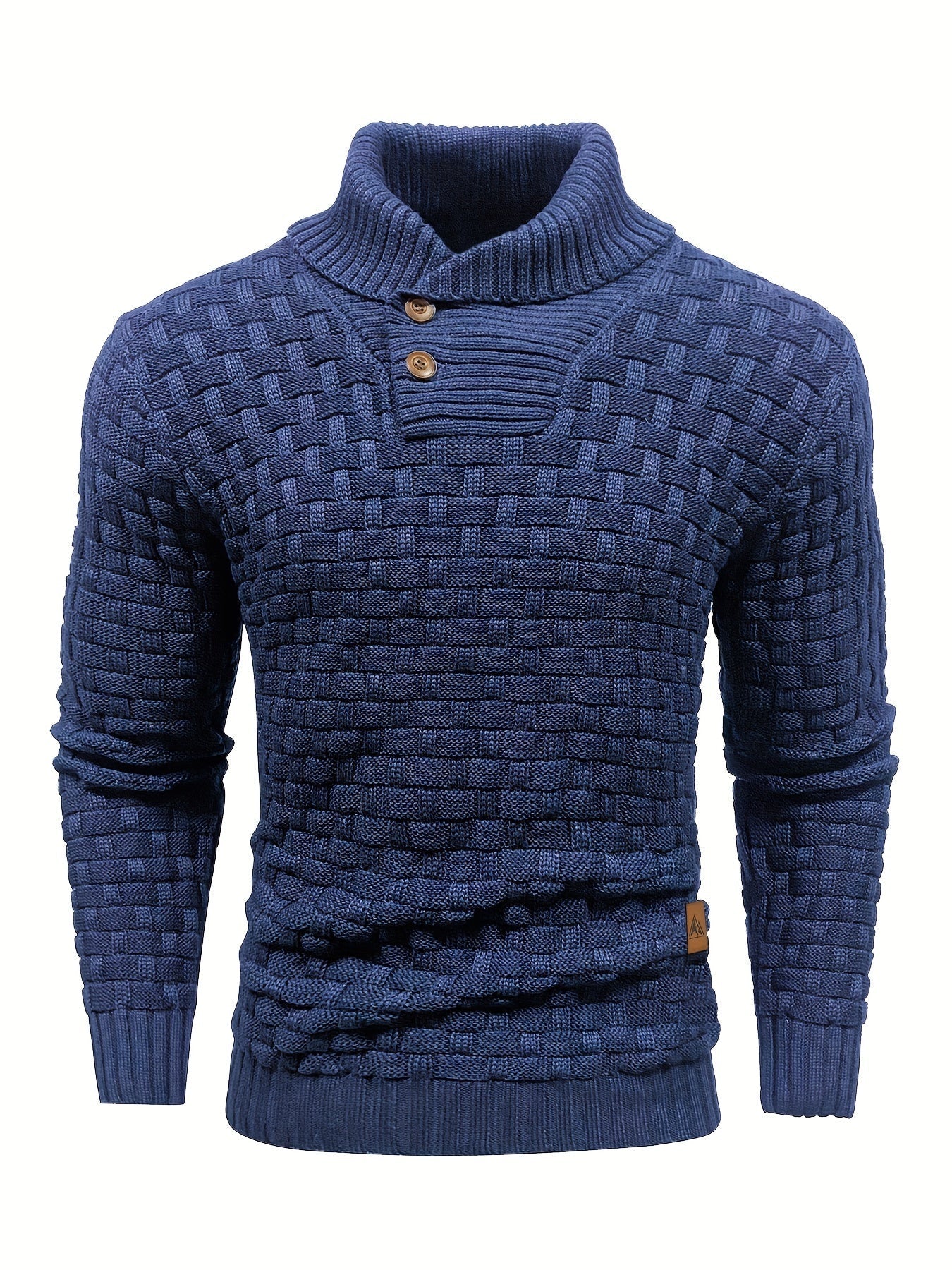 Maglione Uomo in Maglia Waffle con Collo a Sciarpa