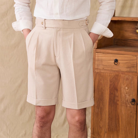 Herre elegante shorts med mellemhøj talje og lige ben – rummelig pasform
