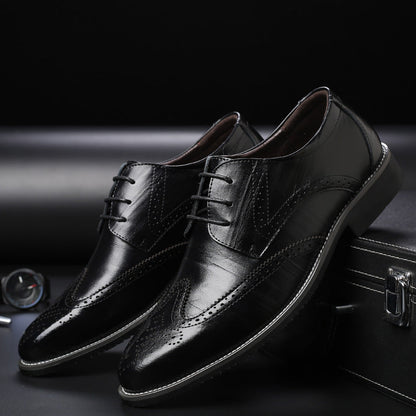 Men's Dress Shoes, Brogue Style with Decorative Perforations and Reinforced Heel.