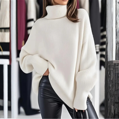 Maglione Donna Oversize con Collo Alto e Maniche Scese – Uso Quotidiano
