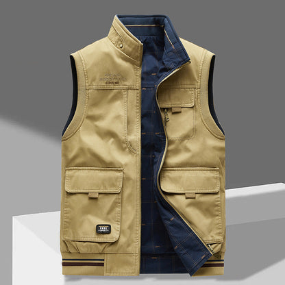 Men's Reversible Vest with Multiple Pockets