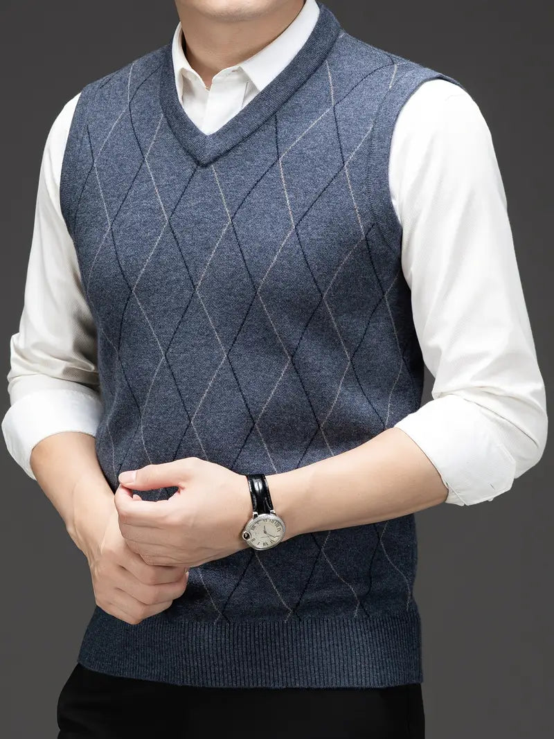 Chaleco para Hombre de Punto con Cuello en V Slim Fit