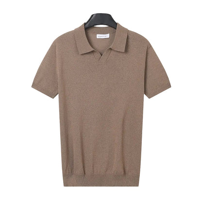 Sommerpolo til mænd i strik med korte ærmer og slim fit