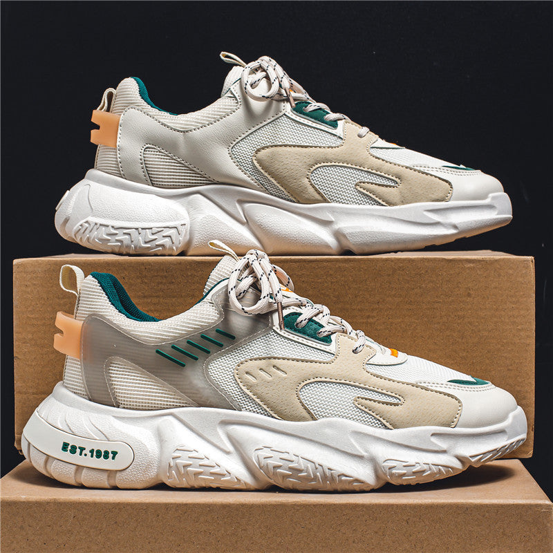 Zapatillas deportivas para hombre de tejido de malla transpirable, con cordones y diseño de paneles