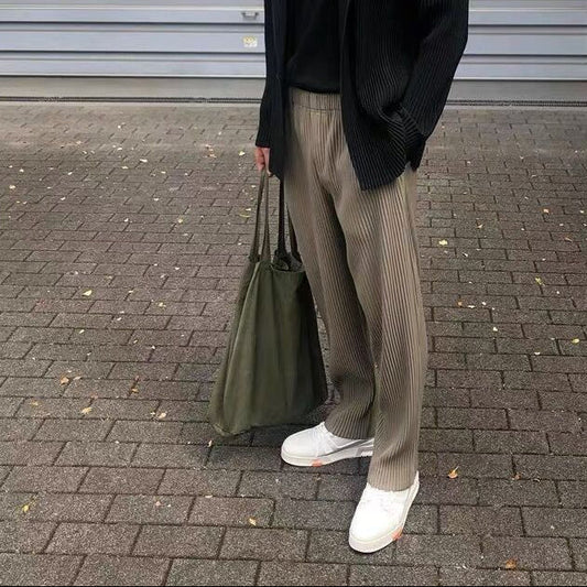Pantaloni Uomo Gamba Ampia Dritta con Vestibilità Larga e Morbida – Stile Casual