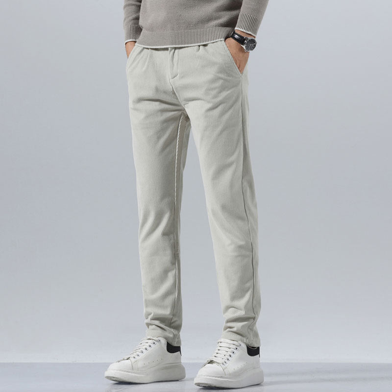 Pantaloni Uomo Dritti Slim Fit Vita Media – Design Strutturato – Velluto Style