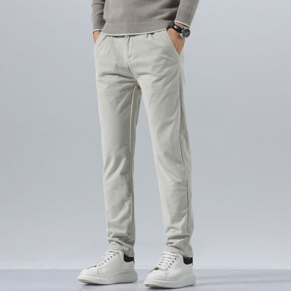 Pantaloni Uomo Dritti Slim Fit Vita Media – Design Strutturato – Velluto Style
