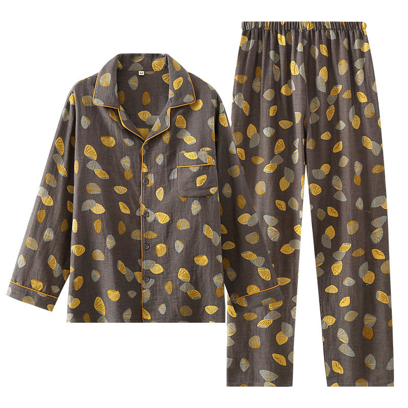 Men's Two-Piece Pajamas with Long-Sleeve Shirt and Pants – Four Seasons Home Set