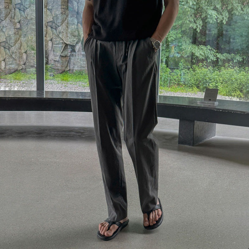 Pantaloni Uomo Casual a Gamba Dritta – Vestibilità Ampia e Tinta Unita