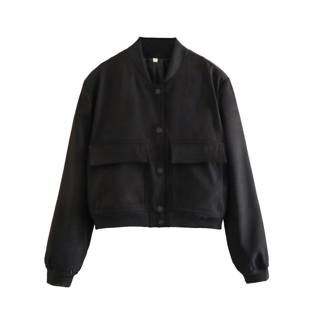 Chaqueta bomber de mujer para otoño con bolsillos delanteros y diseño liso