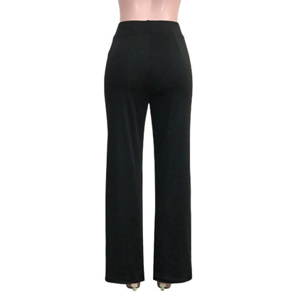 High-Waisted Slim Solid Color Women's Flared Pants