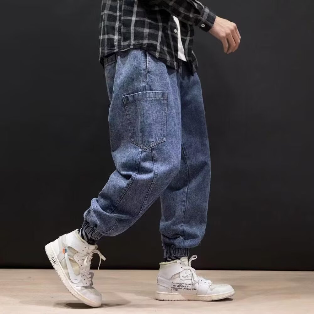 Jeans para hombre de corte relajado con bordados – Tiro medio y silueta amplia