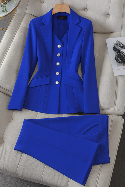 Women's Two-Piece Suit with Blazer and Regular Fit Lined Pants