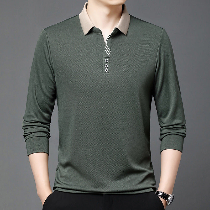 Herret-shirt i ensfarvet sommerdesign med reverskrave og asymmetrisk design – let casual t-shirt