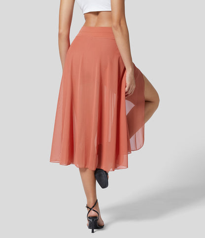 Gonna Midi Donna 2-in-1 con Tasca Laterale Nascosta e Vita Elasticizzata