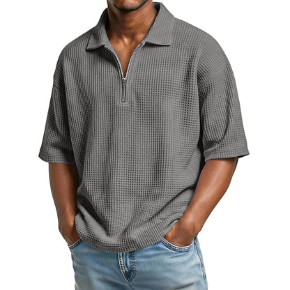 Men's Summer Polo Shirt in Honeycomb Knit with Short Sleeves – Regular Fit