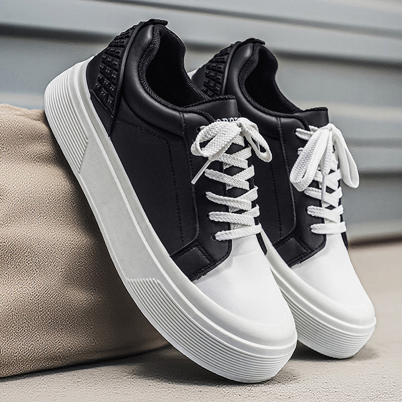 Zapatillas de skate con plataforma para hombre – Diseño con cordones – Aspecto de cuero