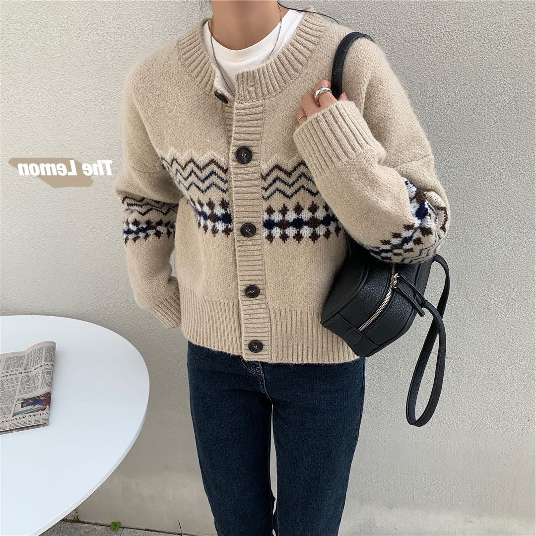 Abrigo retro para mujer con cuello redondo