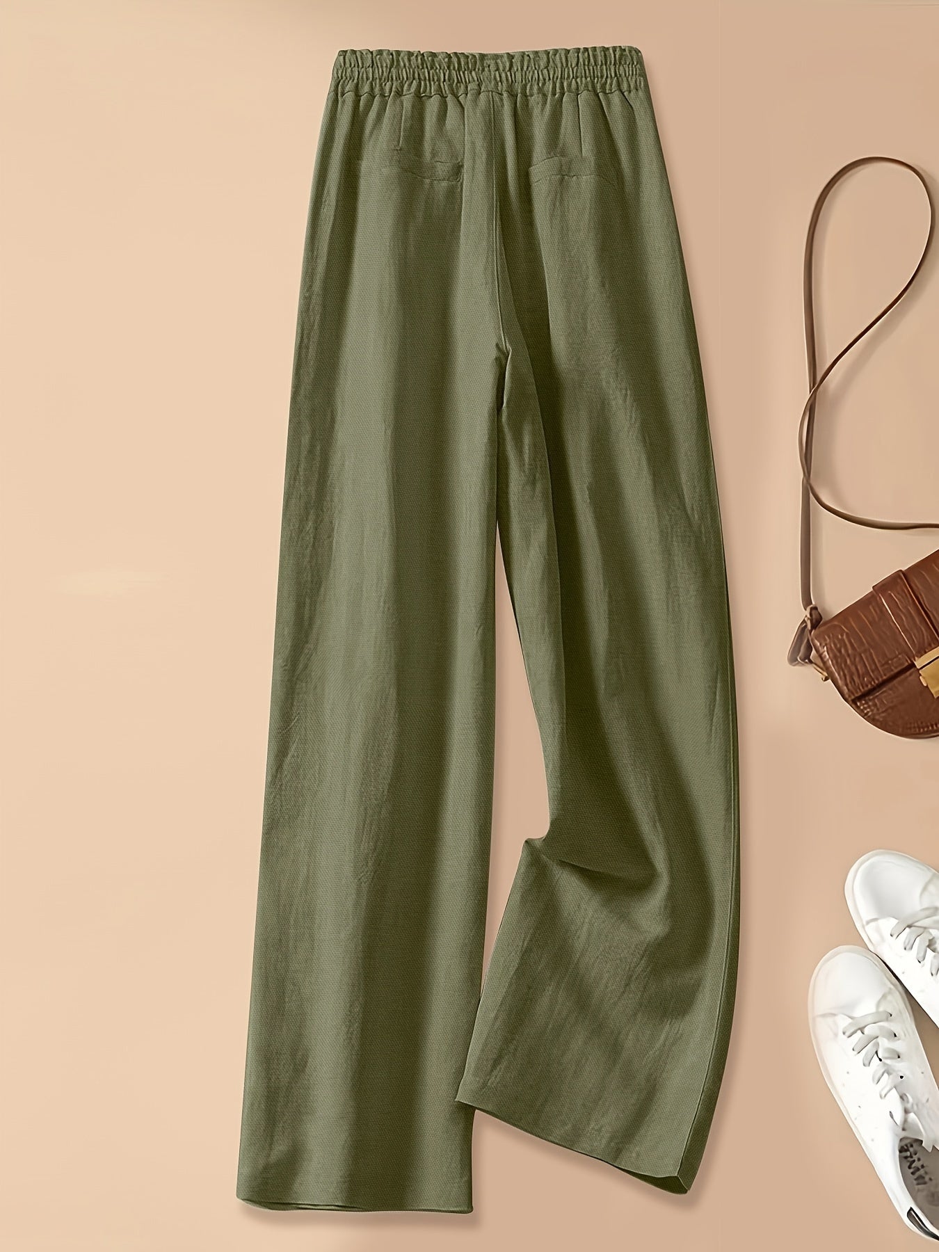 Pantaloni Donna a Vita Alta con Coulisse in Lino Blend – Stile Casual Estivo