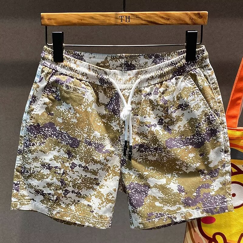 Pantaloncini Uomo Cropped a Gamba Dritta con Blocchi di Colore – Vestibilità Ampia