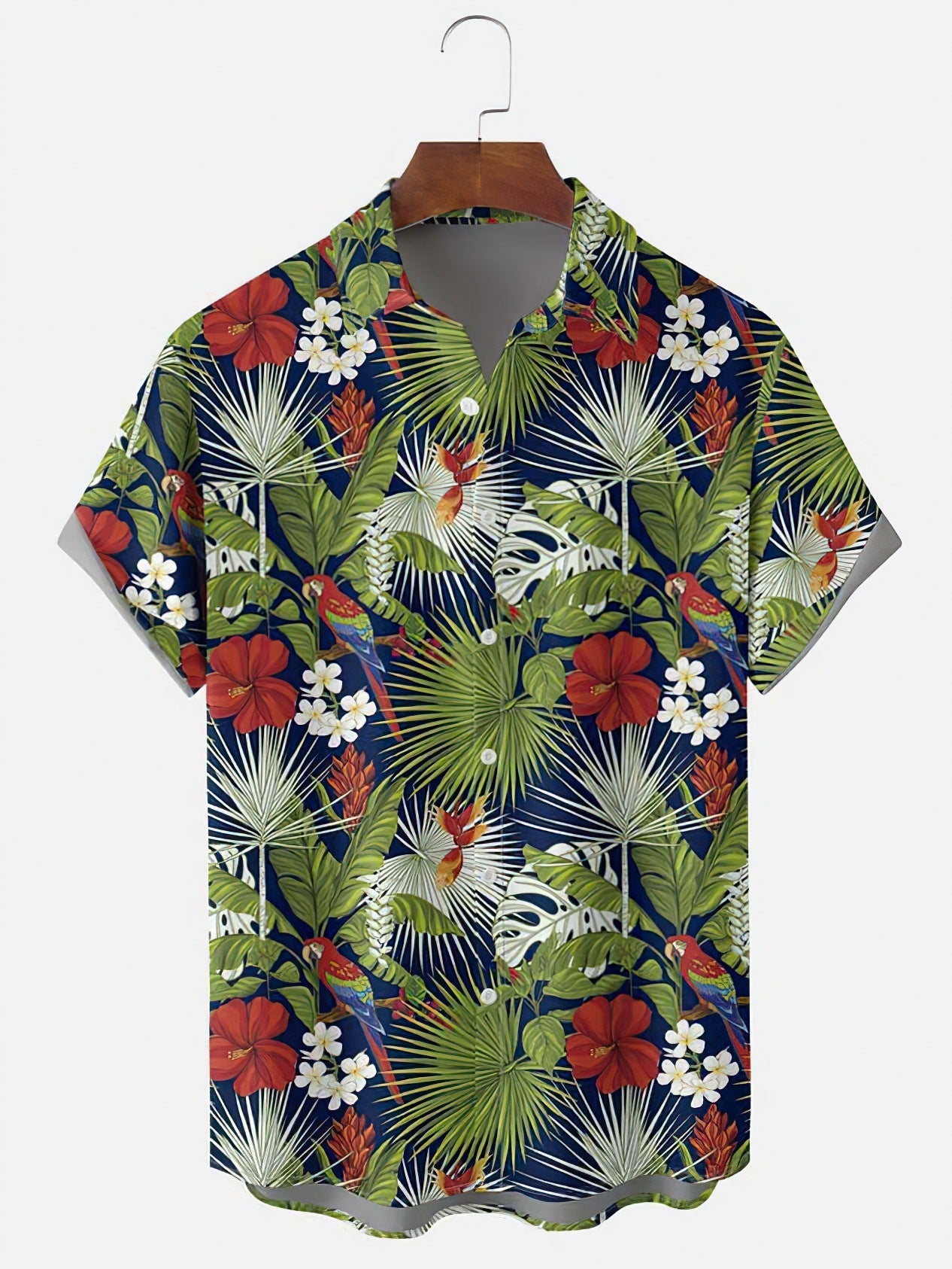 Camicia Uomo a Maniche Corte con Stampa Floreale e Tessuto Elasticizzato – Stile Casual