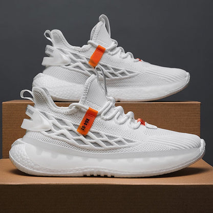 Men's Running Shoes with Laces, Thick Sole, and Round Toe
