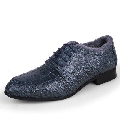 Scarpe Eleganti Uomo con Lacci, Punta Arrotondata e Finitura in Stile Coccodrillo