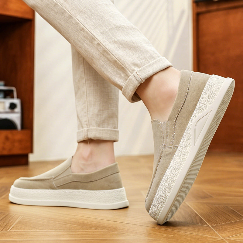 Zapatillas de hombre sin cordones con aspecto de cuero de microfibra – diseño retro