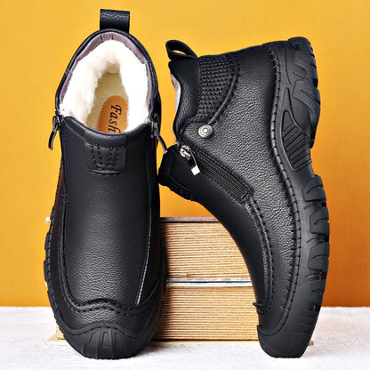 Men's Winter Shoes with Soft Lining, Rounded Toe, and Flat Heel