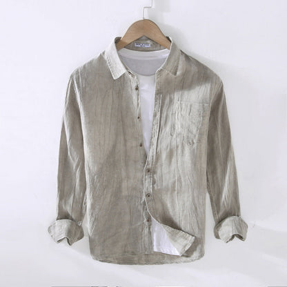 Camisa de verano para hombre de manga larga con botones – Corte amplio