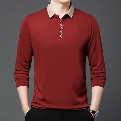 Herret-shirt i ensfarvet sommerdesign med reverskrave og asymmetrisk design – let casual t-shirt